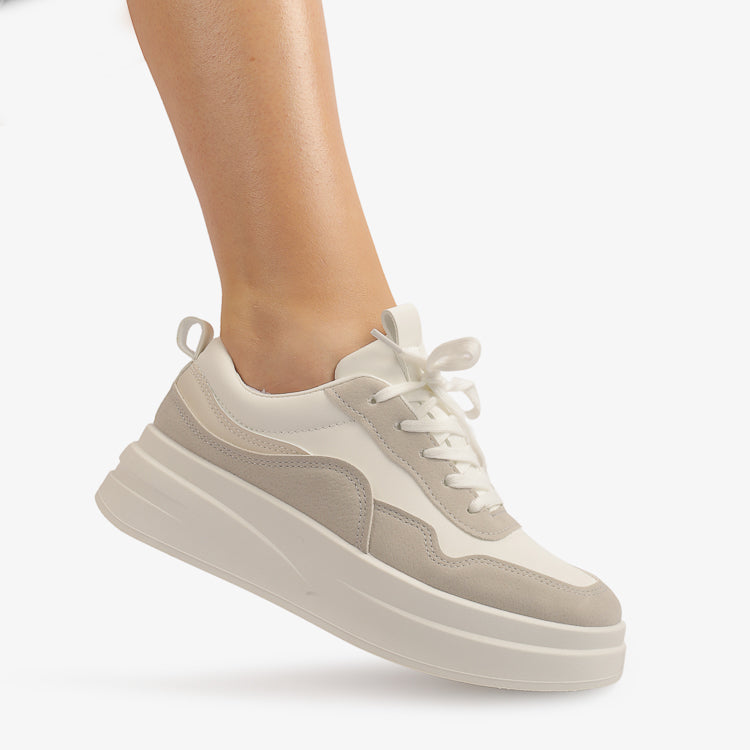 Sneakers Din Piele ecologica Alb/Bej Maria Y01