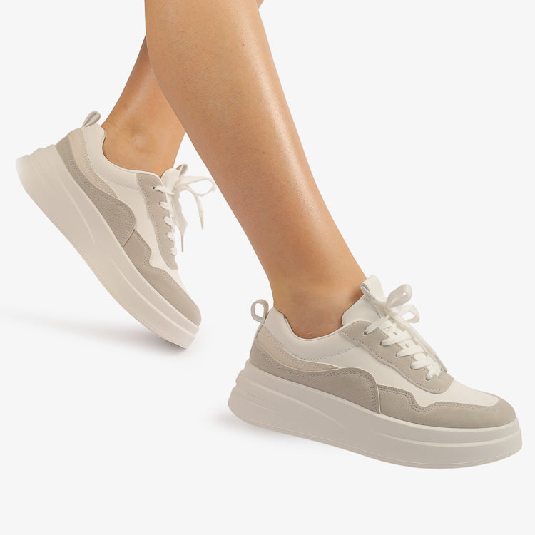 Sneakers Din Piele ecologica Alb/Bej Maria Y01
