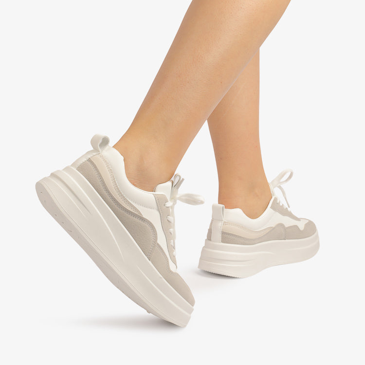 Sneakers Din Piele ecologica Alb/Bej Maria Y01