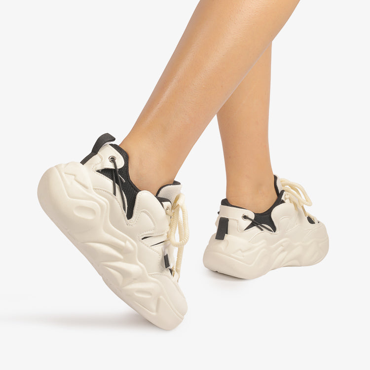 Adidasi Dama Din Piele ecologica Amira Alb/Negru B311 ABC