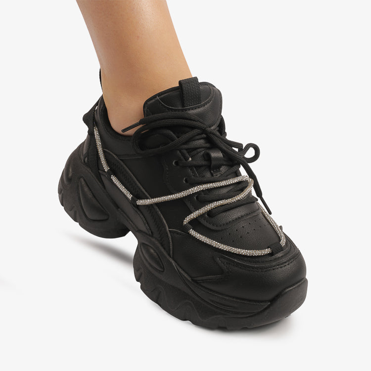 Adidasi Dama Din Piele Ecologica  Negru Delia CRL1009
