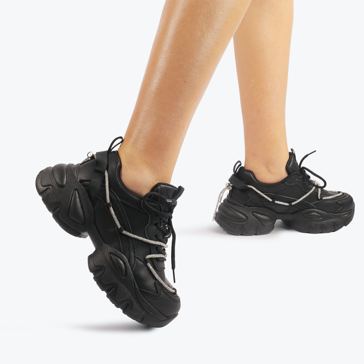 Adidasi Dama Din Piele Ecologica  Negru Delia CRL1009