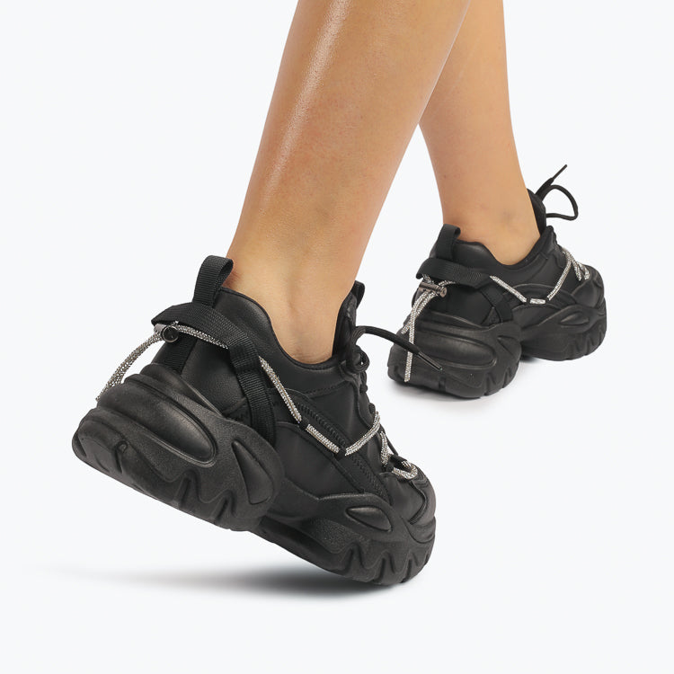 Adidasi Dama Din Piele Ecologica  Negru Delia CRL1009