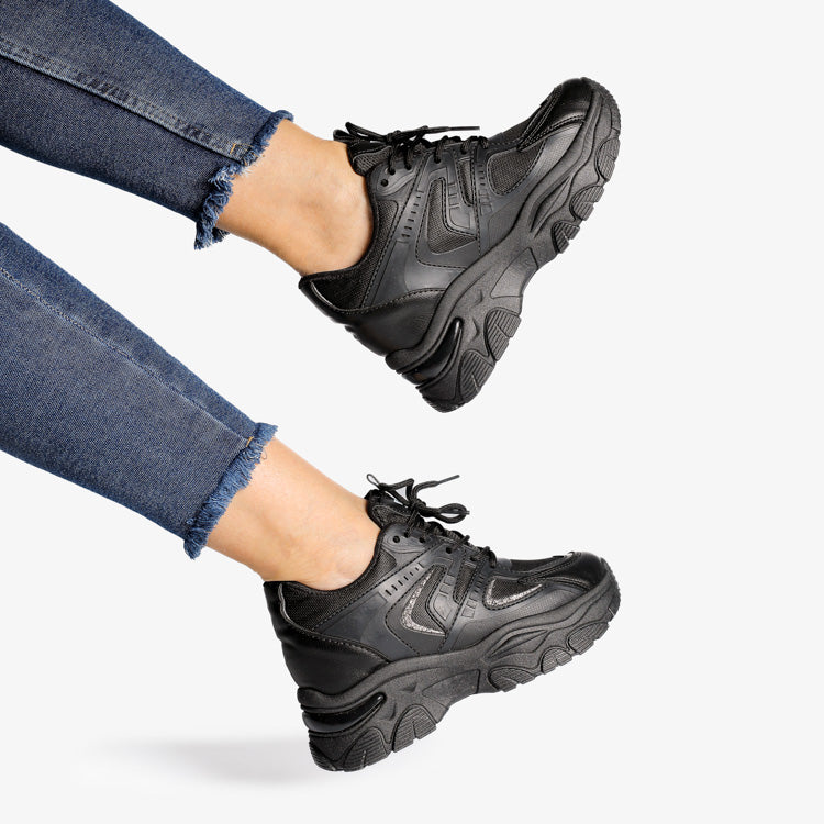 Adidasi Dama Din Piele ecologica Black Alissa H58