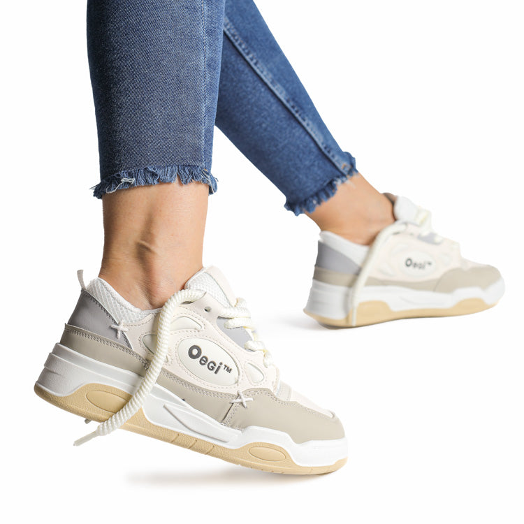 Adidasi Dama din Piele Ecologoca Bej/Grey Catalina L03