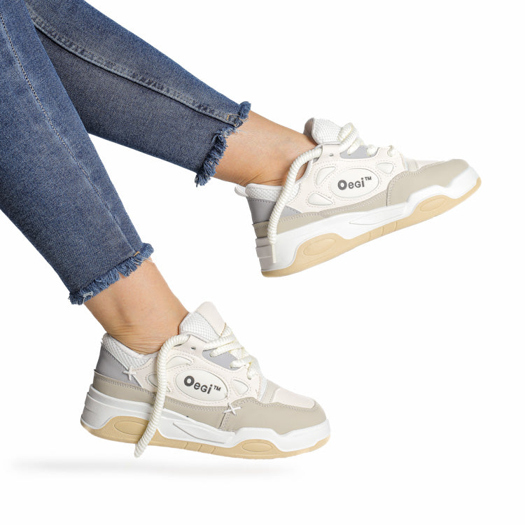 Adidasi Dama din Piele Ecologoca Bej/Grey Catalina L03