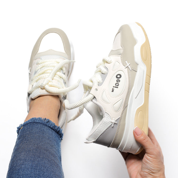 Adidasi Dama din Piele Ecologoca Bej/Grey Catalina L03