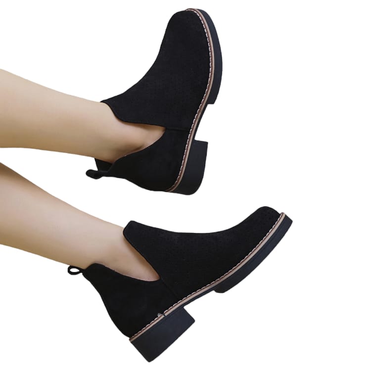 Ghete Dama Din Piele Ecologica Intoarsa  Perforat Any Negru 320