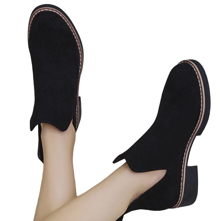 Ghete Dama Din Piele Ecologica Intoarsa  Perforat Any Negru 320