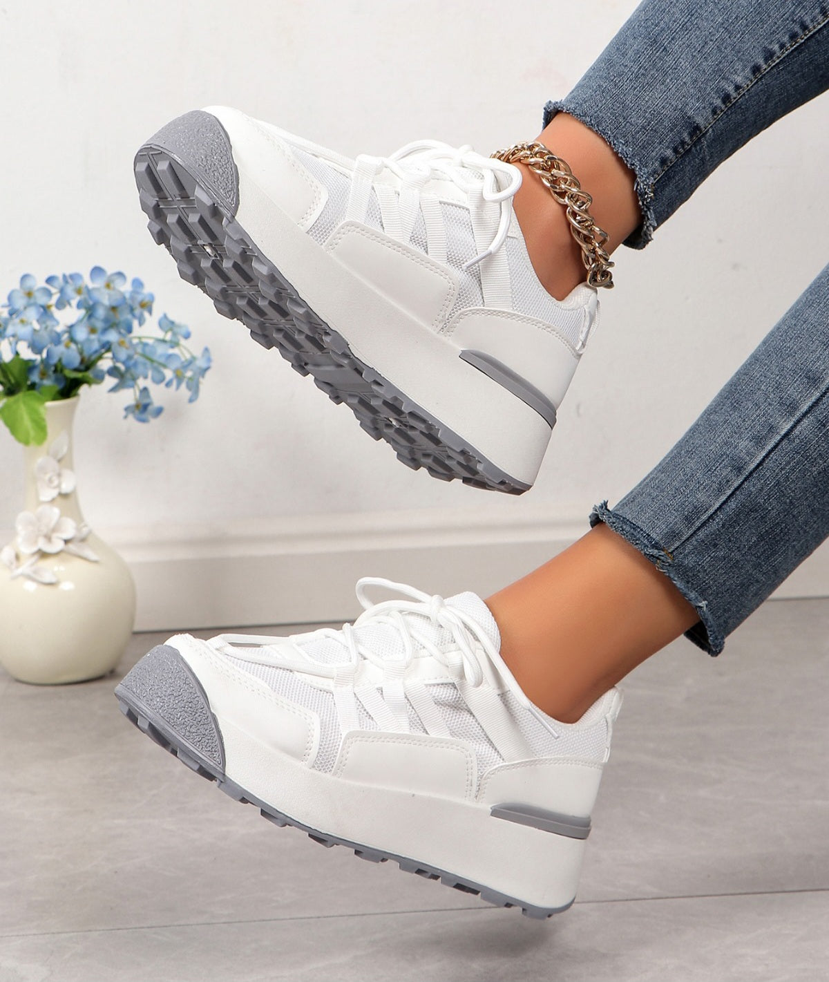 Adidasi Dama Din Piele Ecologica Alb Eva BL512