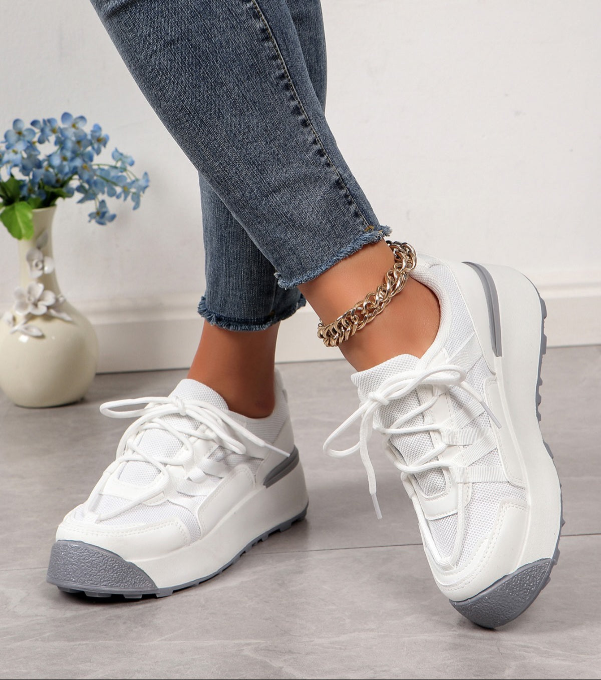 Adidasi Dama Din Piele Ecologica Alb Eva BL512