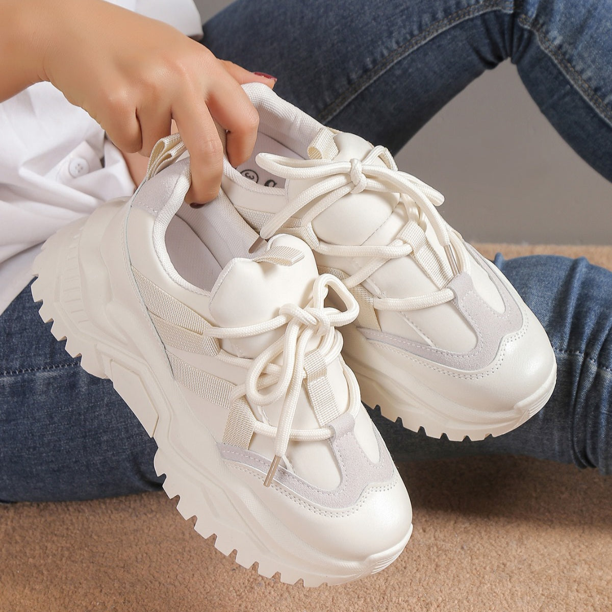 Adidasi Dama Din Piele Ecologica Bety Bej BL379
