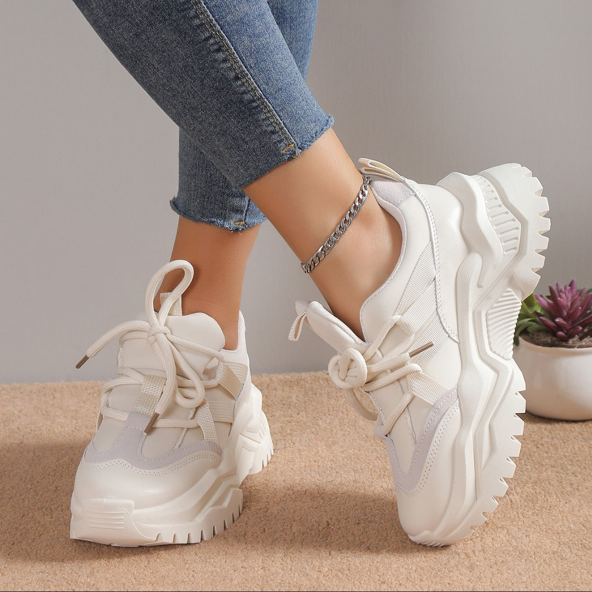 Adidasi Dama Din Piele Ecologica Bety Bej BL379