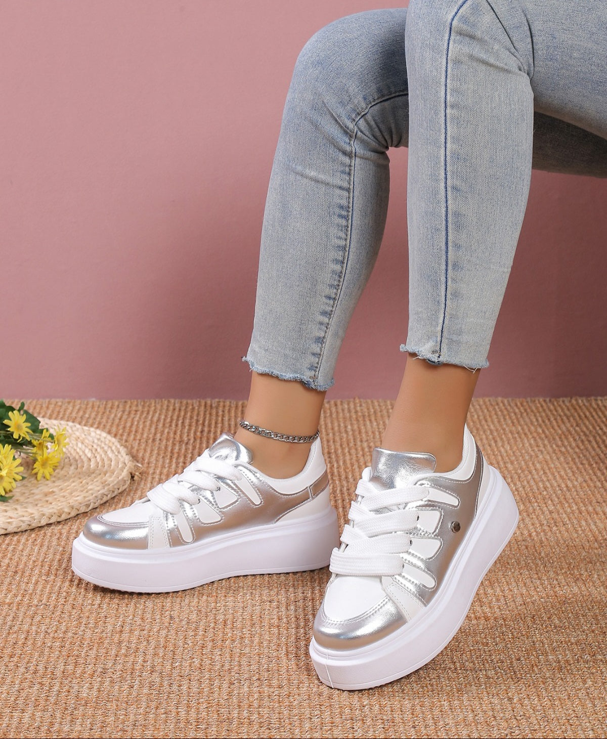 Adidasi Dama Din Piele Ecologica  Silver Anisa BL380