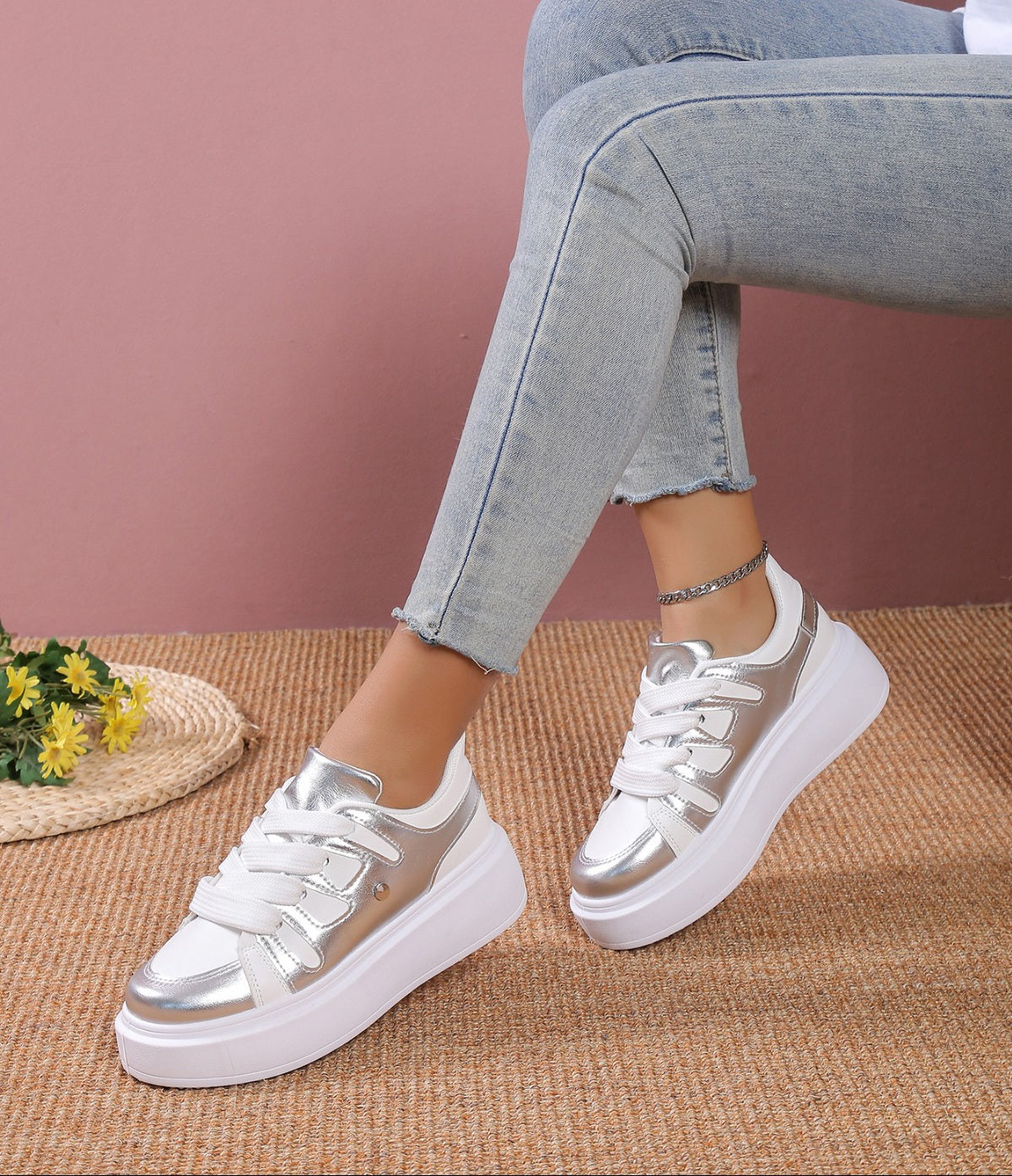 Adidasi Dama Din Piele Ecologica  Silver Anisa BL380