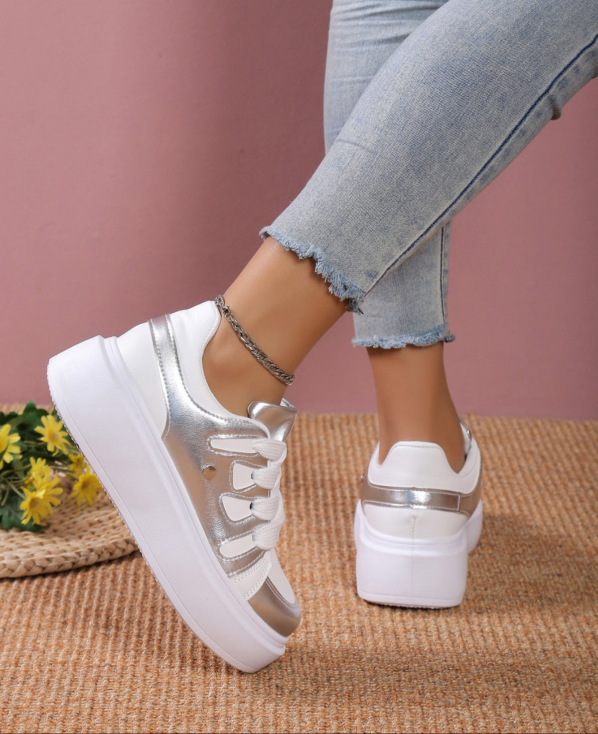 Adidasi Dama Din Piele Ecologica  Silver Anisa BL380