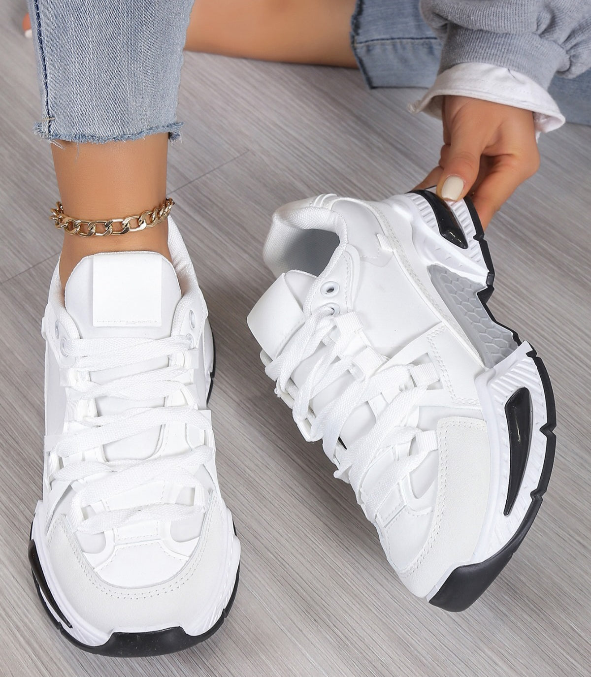 Adidasi Dama Din Piele ecologica Alb Ana  NB635