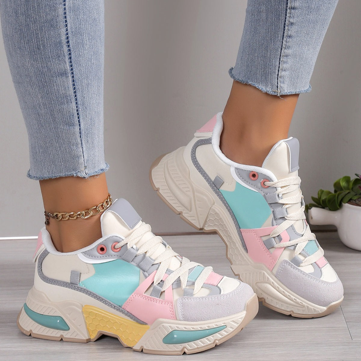 Adidasi Dama Din Piele ecologica Bej/Blue Ana  NB635
