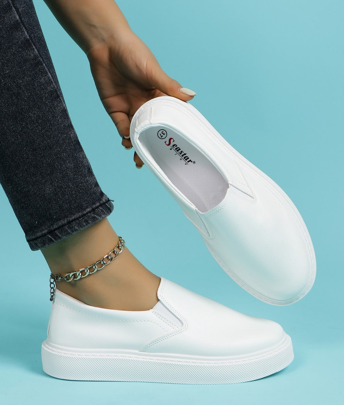 Pantofi Casual Din Piele Ecologica Marina Alb BL518