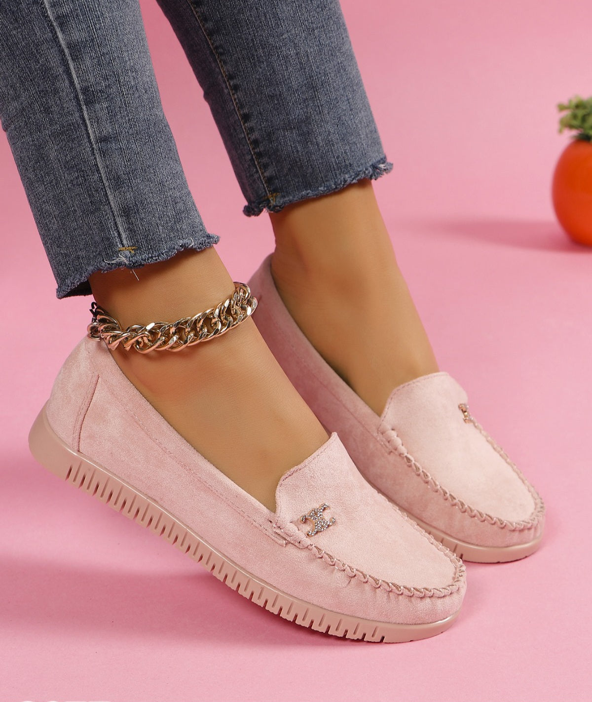 Pantofi Casual Dama Din Piele Ecologica Intoarsa Pink GS77