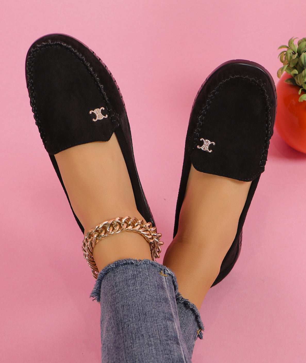 Pantofi Casual Dama Din Piele Ecologica Intoarsa Black GS77