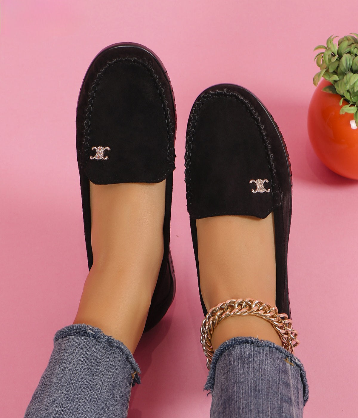 Pantofi Casual Dama Din Piele Ecologica Intoarsa Black GS77