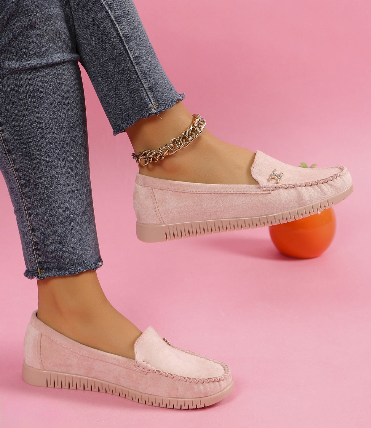 Pantofi Casual Dama Din Piele Ecologica Intoarsa Pink GS77
