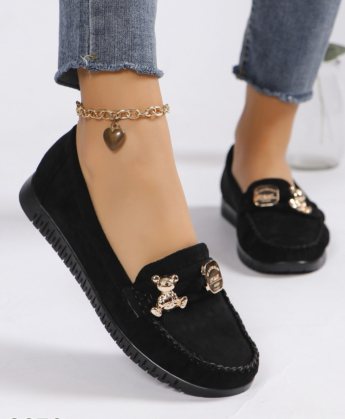 Pantofi Casual Dama Din Piele Ecologica Intoarsa Black  GS76