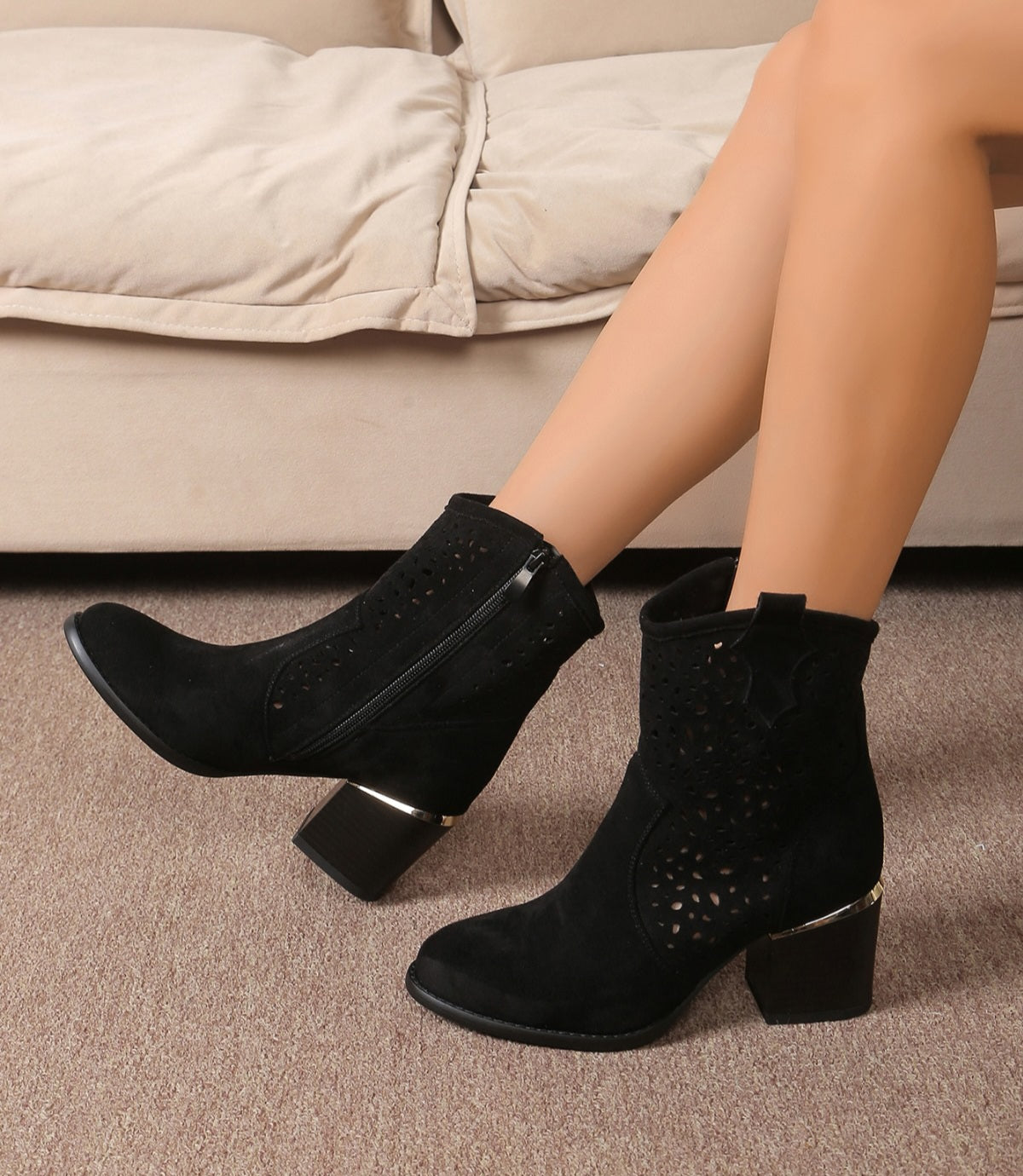 Botine Dama Din Piele Ecologica Black NS526