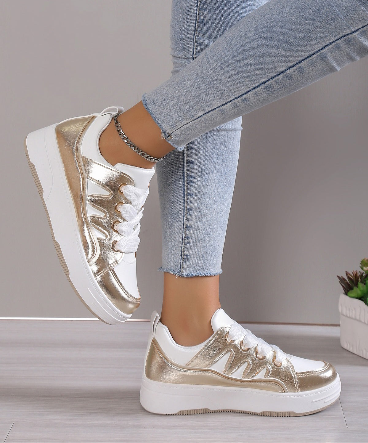 Adidasi Dama Din Piele Ecologica Gold BL381