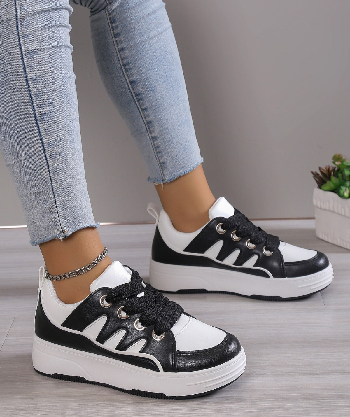 Adidasi Dama Din Piele Ecologica Black  BL381