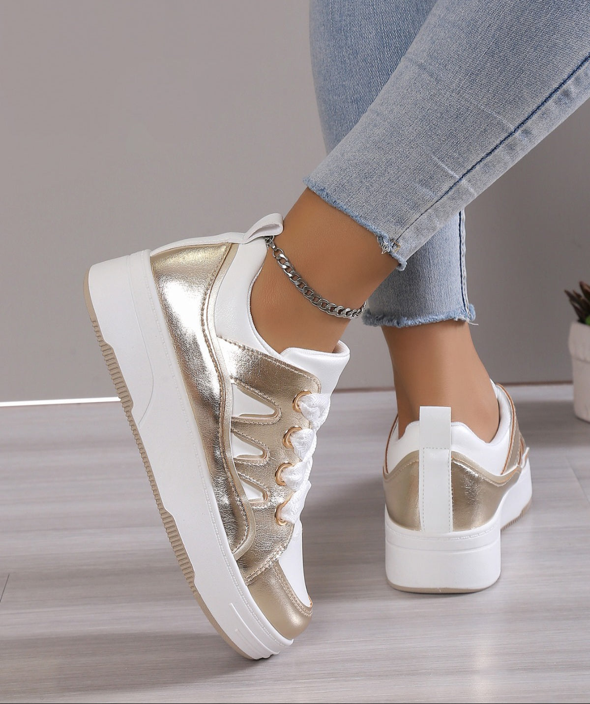 Adidasi Dama Din Piele Ecologica Gold BL381
