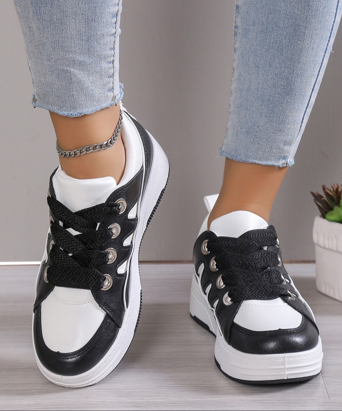 Adidasi Dama Din Piele Ecologica Black  BL381