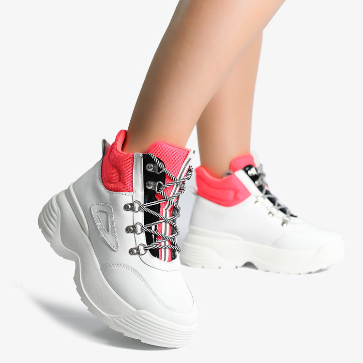 Adidasi Dama din Piele Ecologica Alb/Roz 118